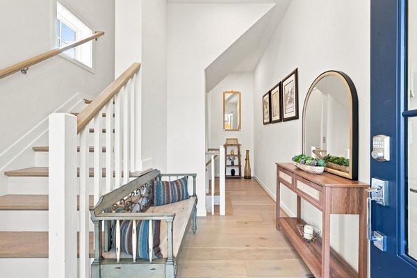 Entry and stair — the elevator serves every level